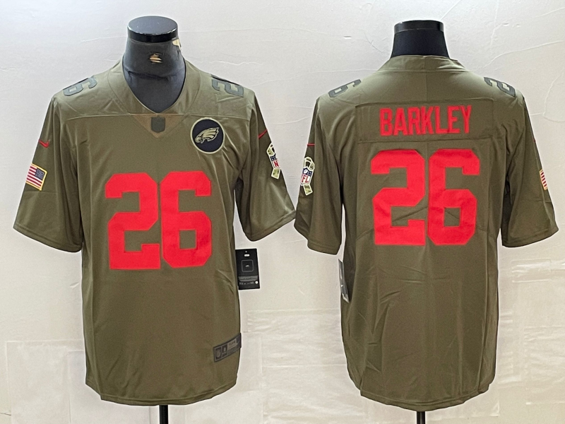 Men's Philadelphia Eagles Saquon Barkley #26 Olive Game jersey