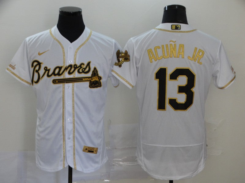 Men's Atlanta Braves Ronald Acuna Jr. #13 White Replica Player jersey