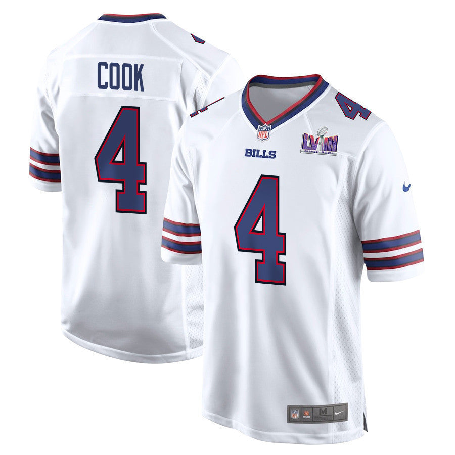 James Cook 4 Signed Buffalo Bills Super Bowl LVIII Game Men Jersey 窶 White