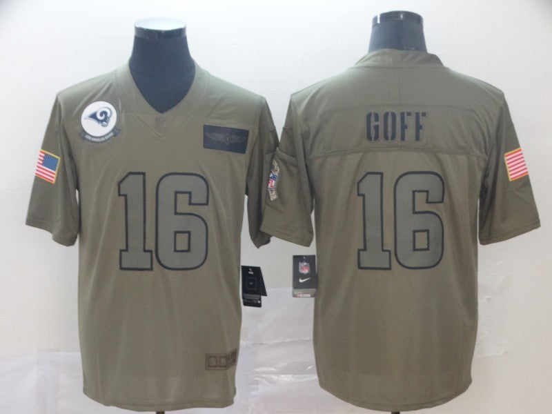Men's Los Angeles Rams Jared Goff #16 Brown Game jersey