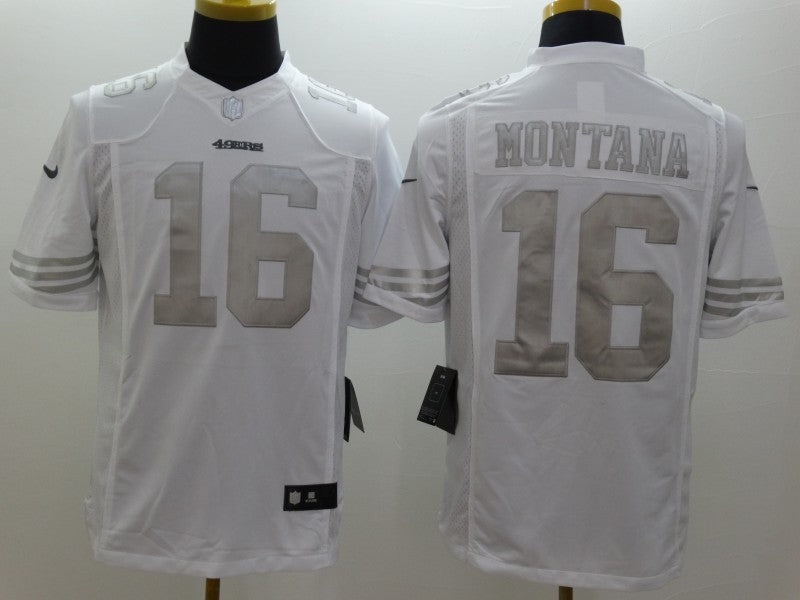 Men's San Francisco 49ers Joe Montana #16 White Stitched Game jersey