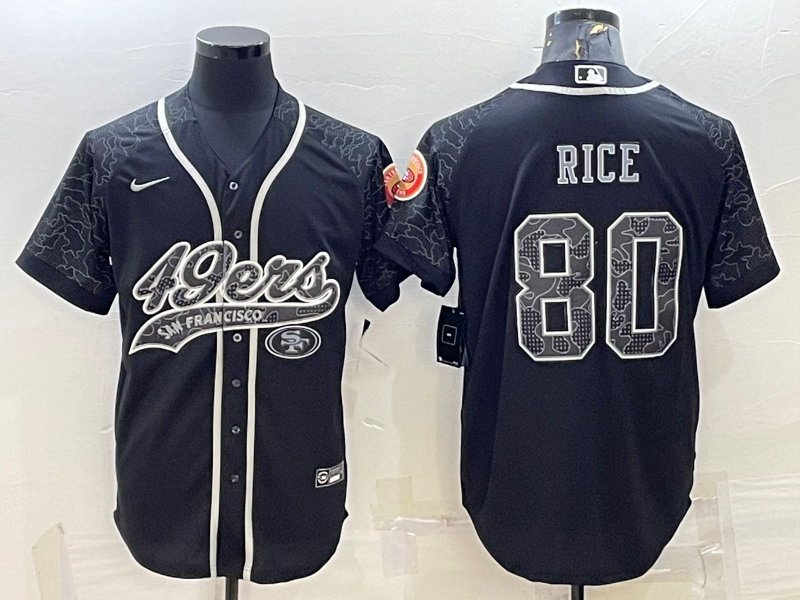 Men's San Francisco 49ers Jerry Rice #80 Black Retired Player RFLCTV Limited jersey Joint Edition