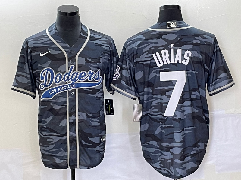 Men's Los Angeles Dodgers Julio Urias #7 Grey Camouflage Player Jersey1 Joint Edition