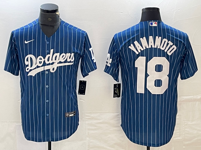 Men's Los Angeles Dodgers Yoshinobu Yamamoto #18 Blue Replica Player Jersey1