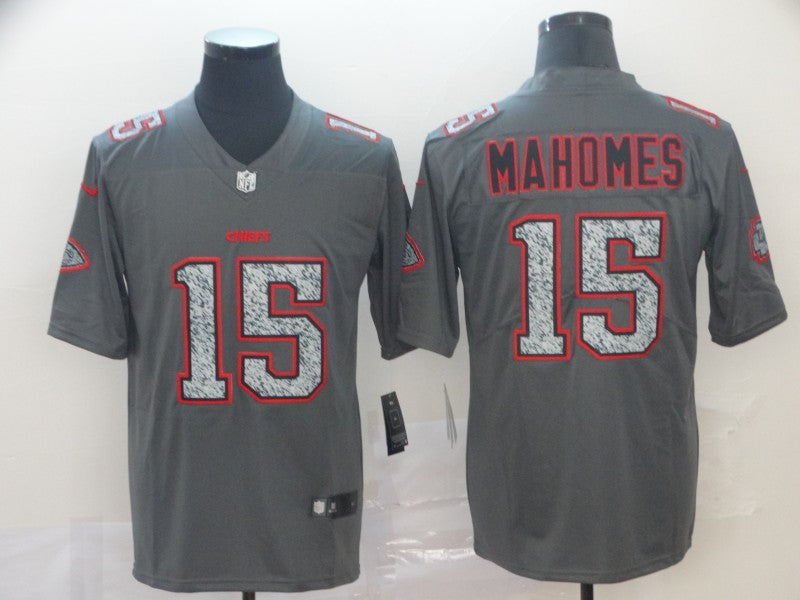 Men's Kansas City Chiefs Patrick Mahomes #15 Gray Alternate Game Jersey1