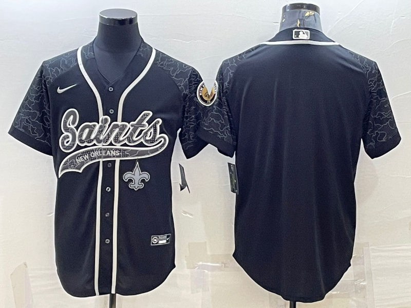 Men's New Orleans Saints Black RFLCTV Limited Blank jersey