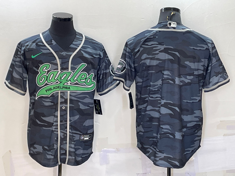 Men's Philadelphia Eagles Grey Camouflage Blank jersey