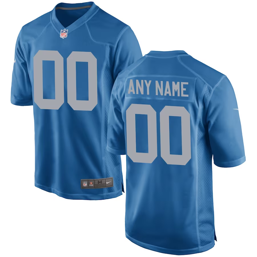 Custom1 Detroit Lions Blue Throwback Game Jersey1