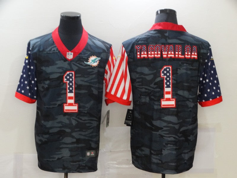 Men's Miami Dolphins Tua Tagovailoa #1 Gray Camouflage Game jersey