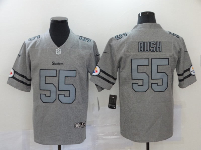 Men's Pittsburgh Steelers Devon Bush Jr. #55 Gray Game Jersey1
