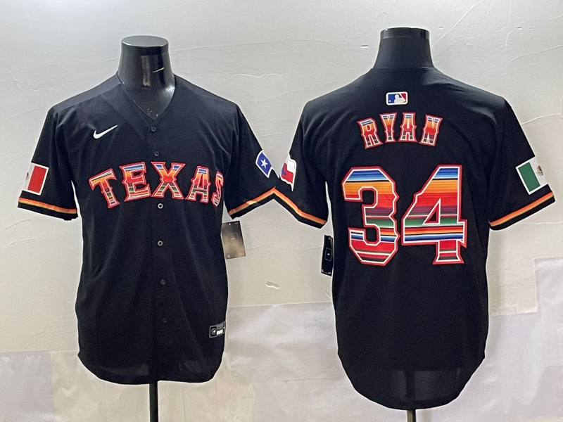 Men's Texas Rangers Nolan Ryan #34 Black Replica Player Jersey