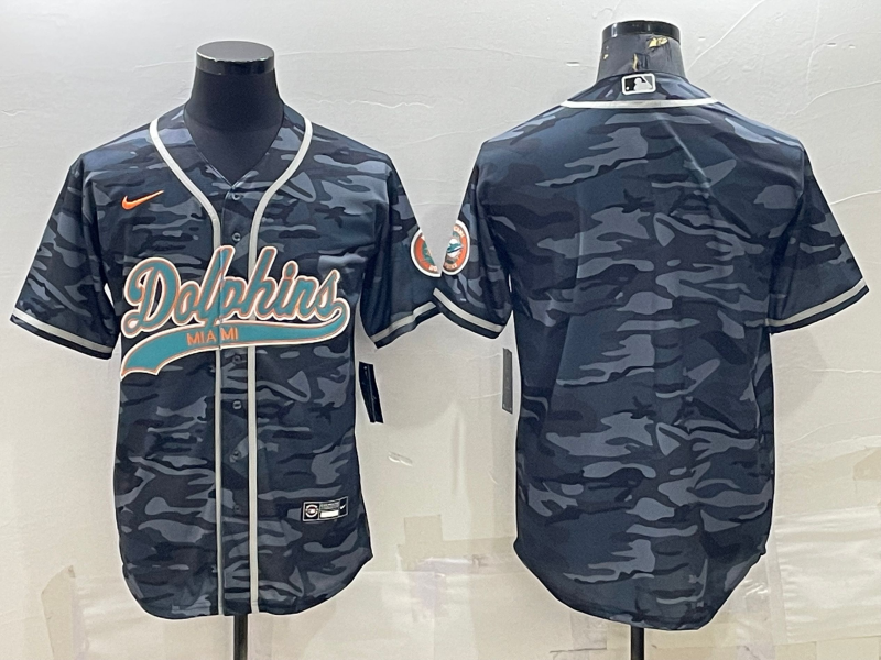 Men's Miami Dolphins Grey Camouflage Blank jersey