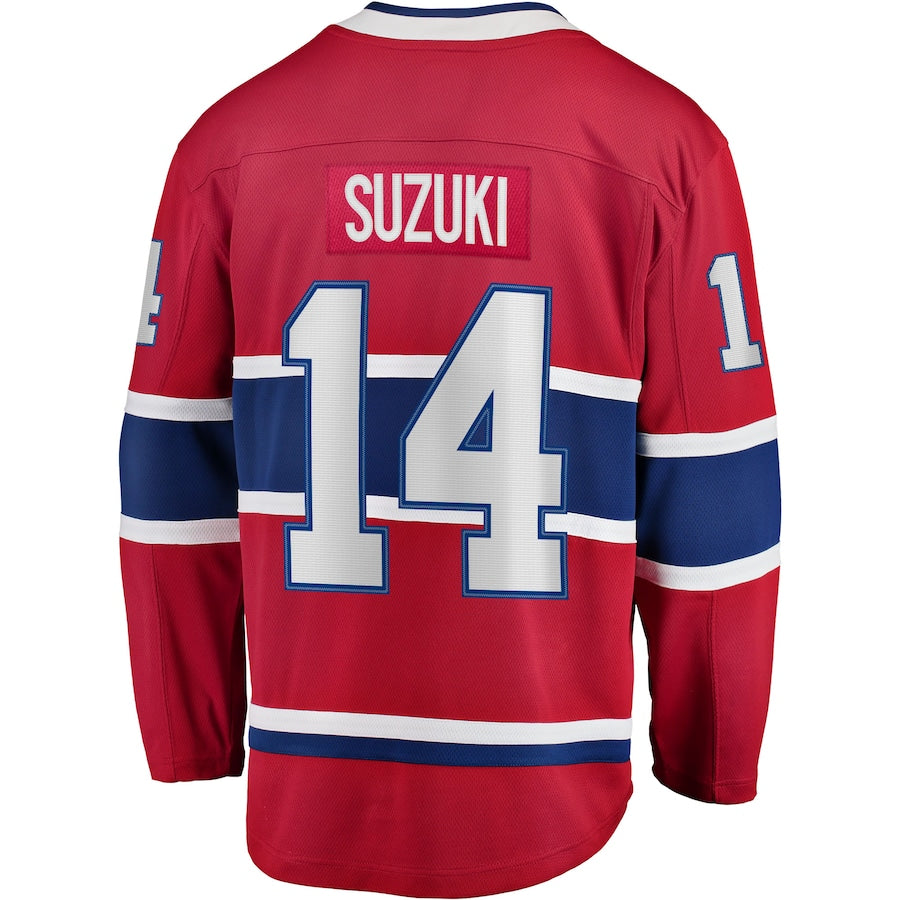 Nick Suzuki Montreal Canadiens Home Captain Patch Breakaway Jersey - Red