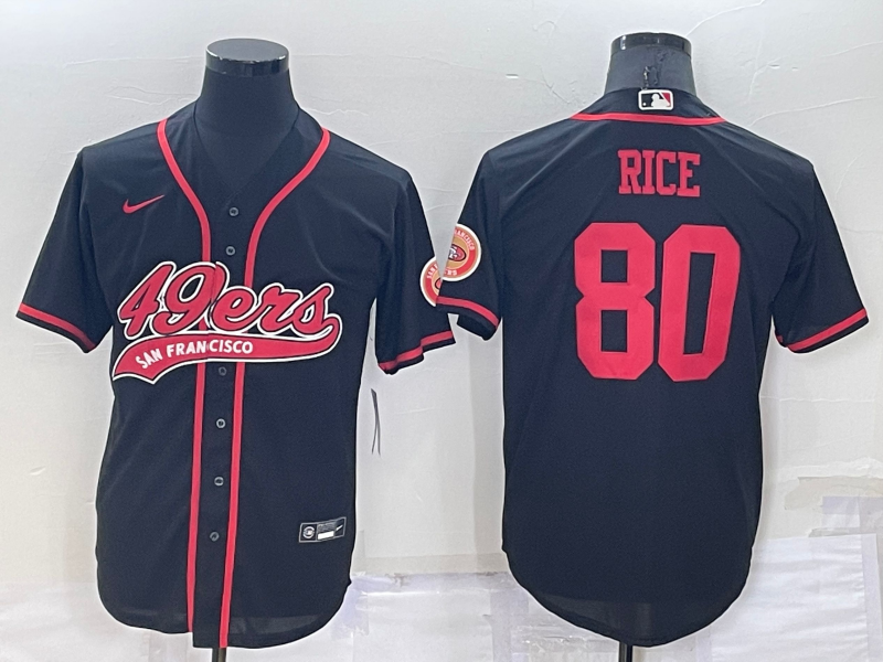 Men's San Francisco 49ers Jerry Rice #80 Black Game jersey Joint Edition
