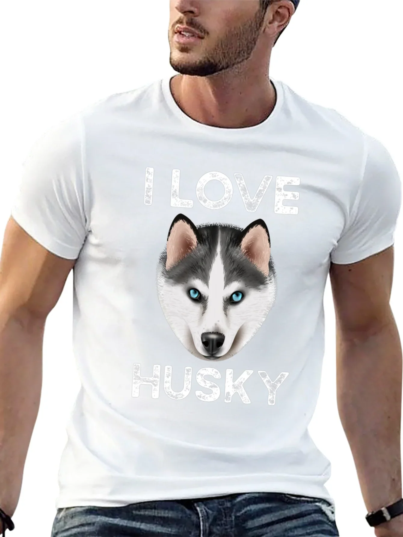 I Love Husky Graphic T-Shirt - Black