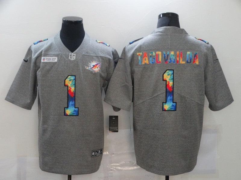 Men's Miami Dolphins Tua Tagovailoa #1 Gray Game jersey