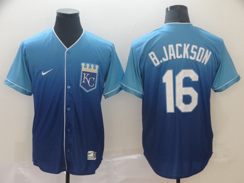 Men's Kansas City Royals Bo Jackson #16 Blue Stitched jersey