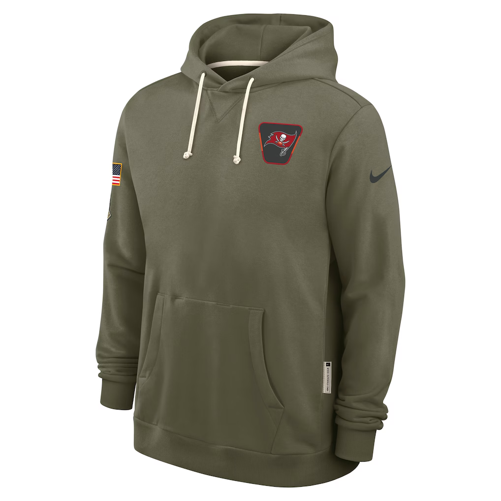 Men's Tampa Bay Buccaneers Nike Olive 2025 Salute to Service Sideline Standard Issue Dri-FIT Hoodie