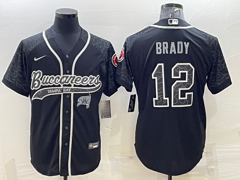 Men's Tampa Bay Buccaneers Tom Brady #12 Black Retired Player RFLCTV Limited jersey Joint Edition