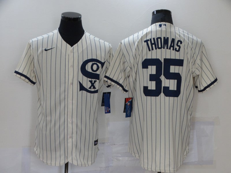 Men's Chicago White Sox Frank Thomas #35 Beige Replica Baseball Jersey1