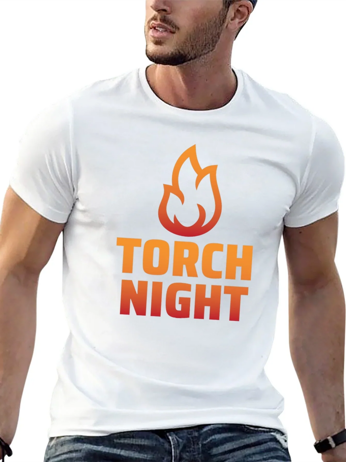 Torch Night Graphic Tee - Bold Flame Design