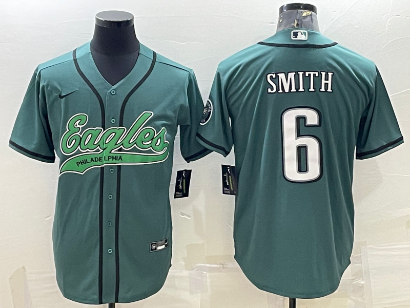 Men's Philadelphia Eagles DeVonta Smith #6 Midnight Green Game jersey Joint Edition