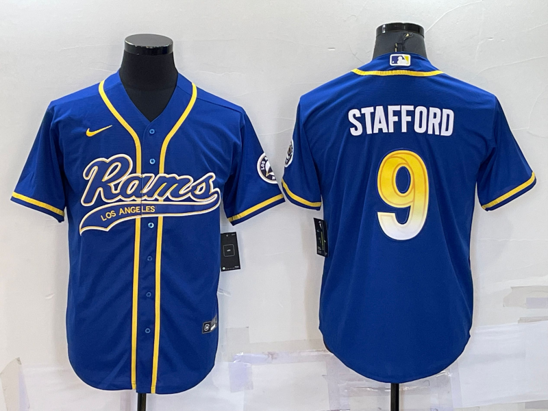 Men's Los Angeles Rams Matthew Stafford #9 Blue Game jersey Joint Edition
