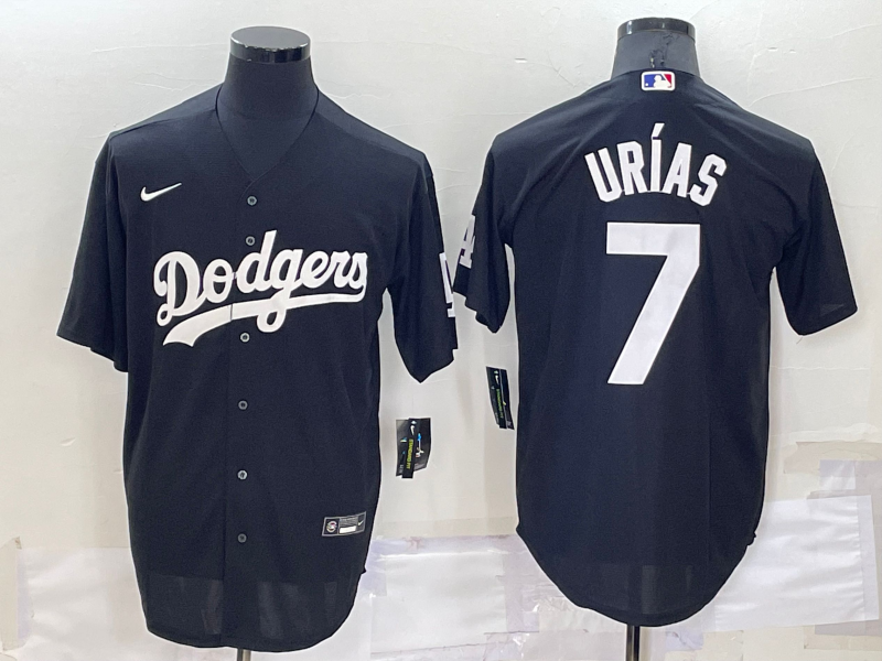Men's Los Angeles Dodgers Julio Urias #7 Black Replica Baseball Jersey1