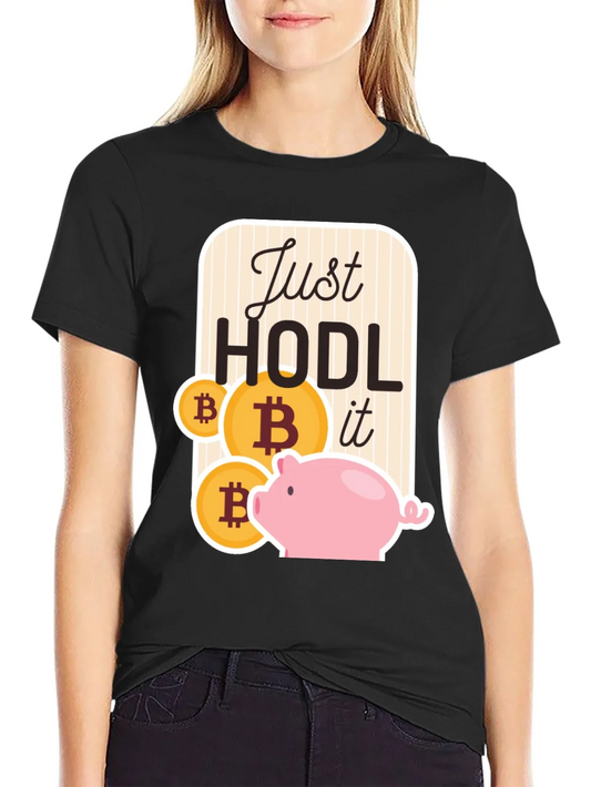 Just Hodl It Bitcoin Piggy Bank Black T-Shirt