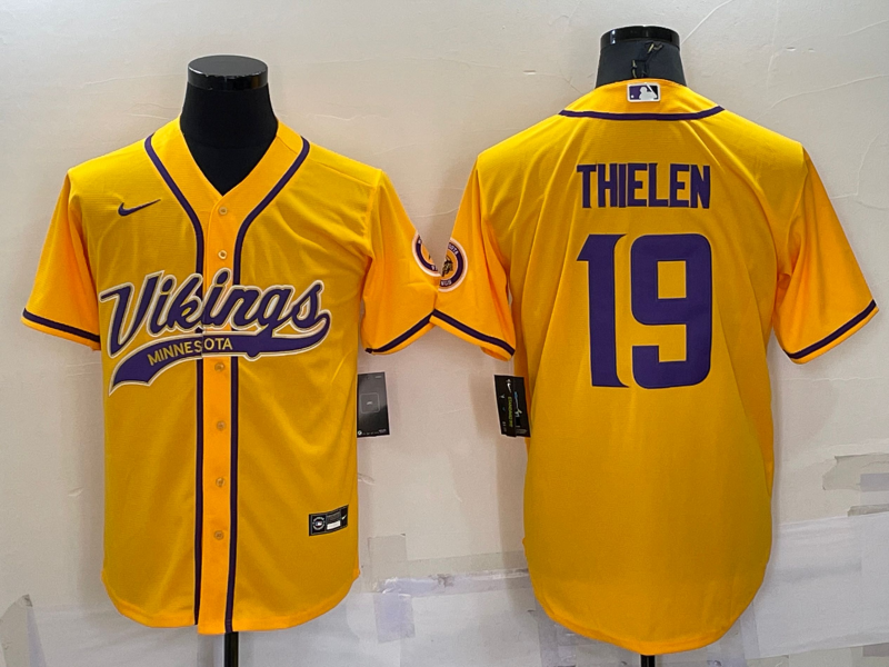 Men's Minnesota Vikings Adam Thielen #19 Yellow Game jersey Joint Edition