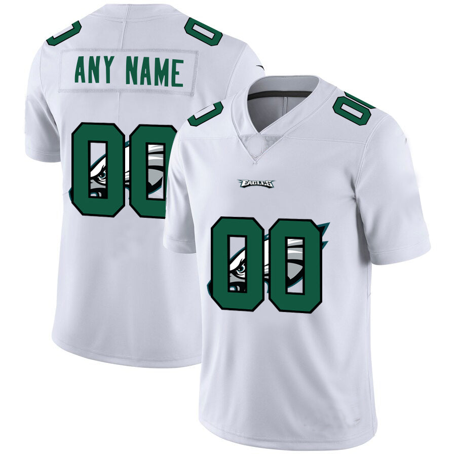 Custom1 Philadelphia Eagles White Team Big Logo Vapor Untouchable Limited Jersey1 Stitched American Football Jerseys