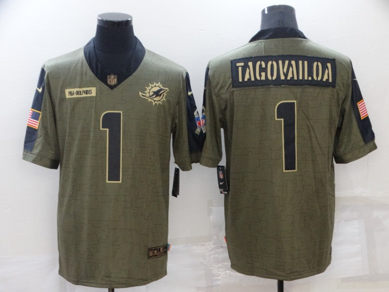 Men's Miami Dolphins Tua Tagovailoa #1 Brown Game jersey