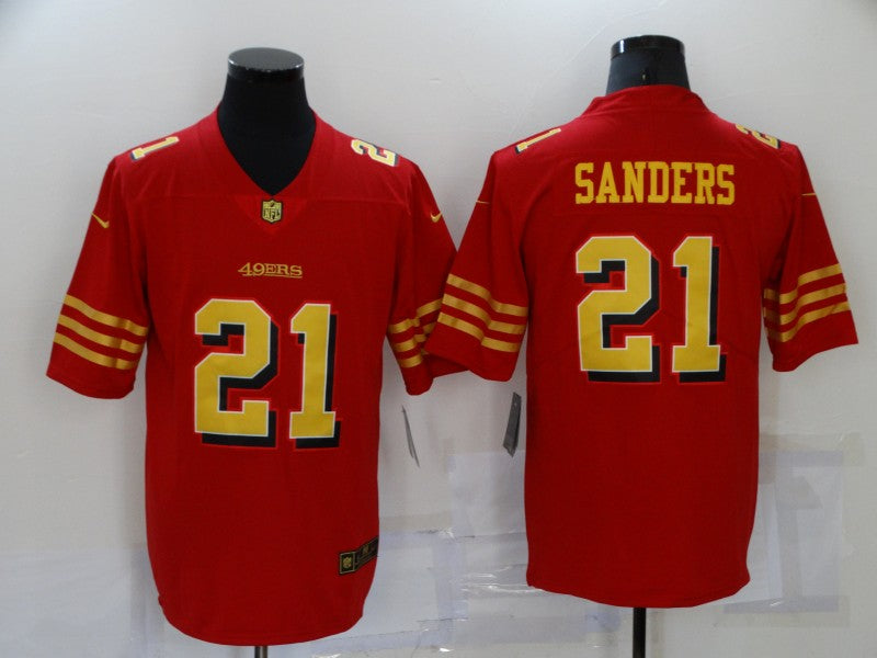 Men's San Francisco 49ers Deion Sanders #21 Red Player Game jersey