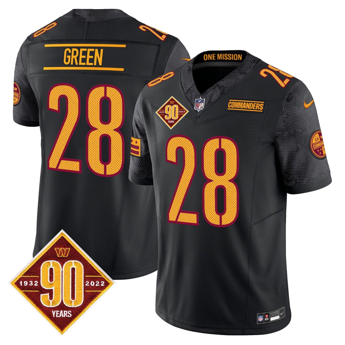 Men窶冱 Washington Commanders 90th Anniversary Vapor Limited Jersey V4 窶 All Stitched