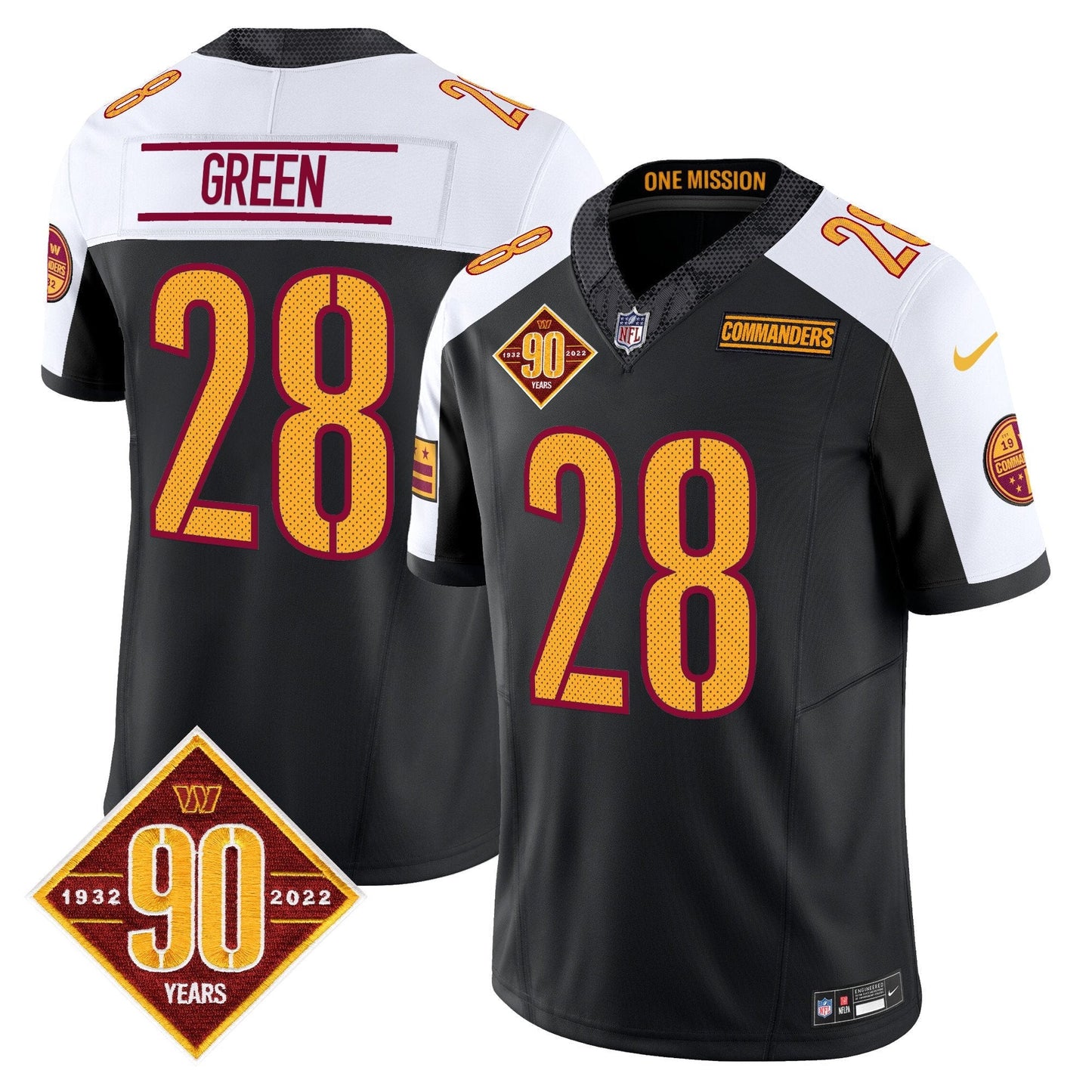 Men窶冱 Washington Commanders 90th Anniversary Vapor Limited Jersey V4 窶 All Stitched