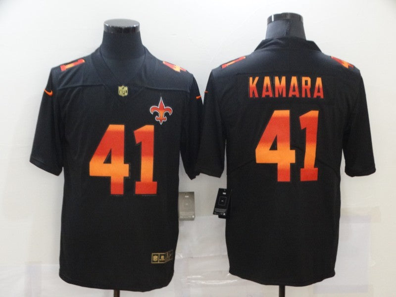 Men's New Orleans Saints Alvin Kamara #41 Black Authentic Game Player jersey