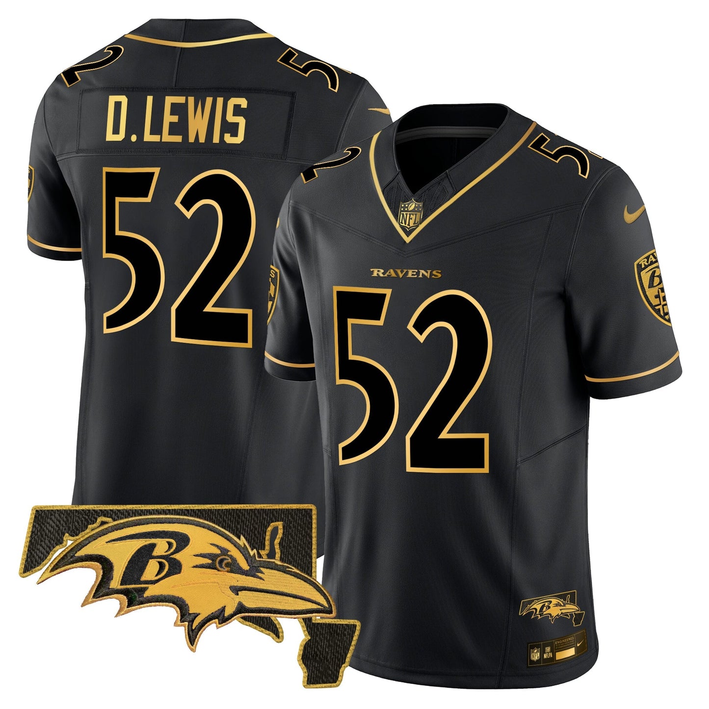 Men窶冱 Ravens 2024 Gold Vapor Limited Jersey 窶 All Stitched