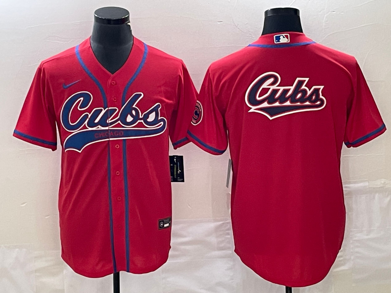Men's Chicago Cubs Red Replica Player Jersey1
