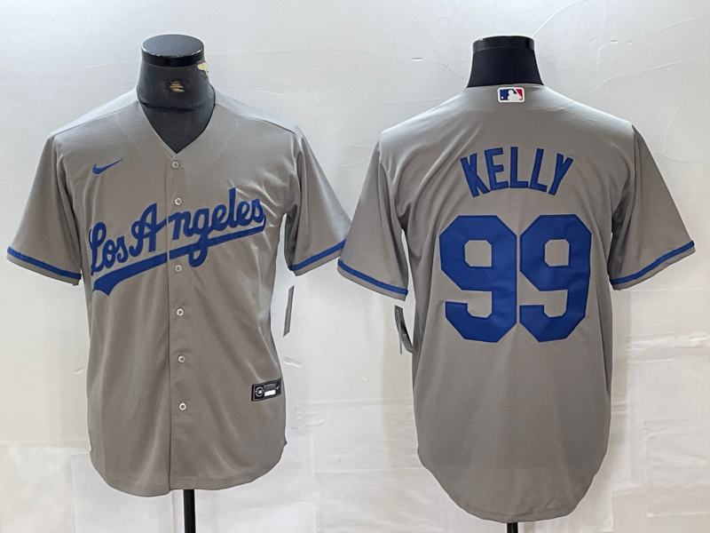 Men's Los Angeles Dodgers Joe Kelly #99 Gray Replica Player Jersey1