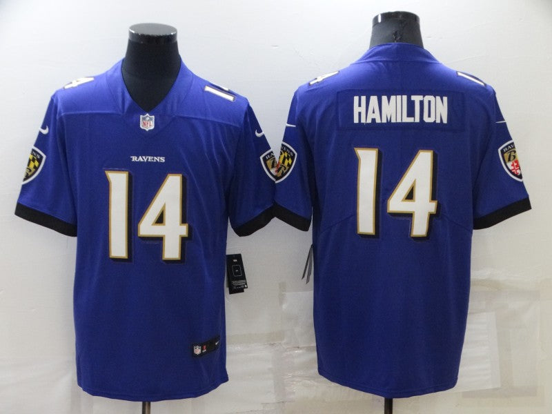 Men's Baltimore Ravens Kyle Hamilton #14 Purple Game Jersey1