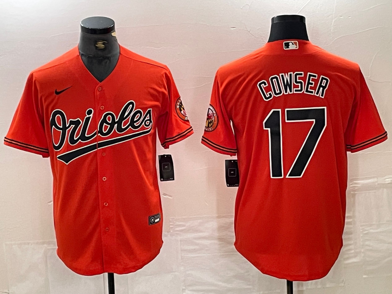 Men's Baltimore Orioles Colton Cowser #17 Orange Replica Player jersey
