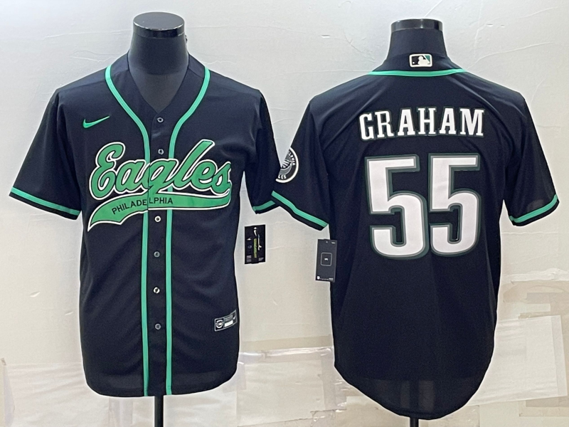 Men's Philadelphia Eagles Brandon Graham #55 Black Game jersey Joint Edition