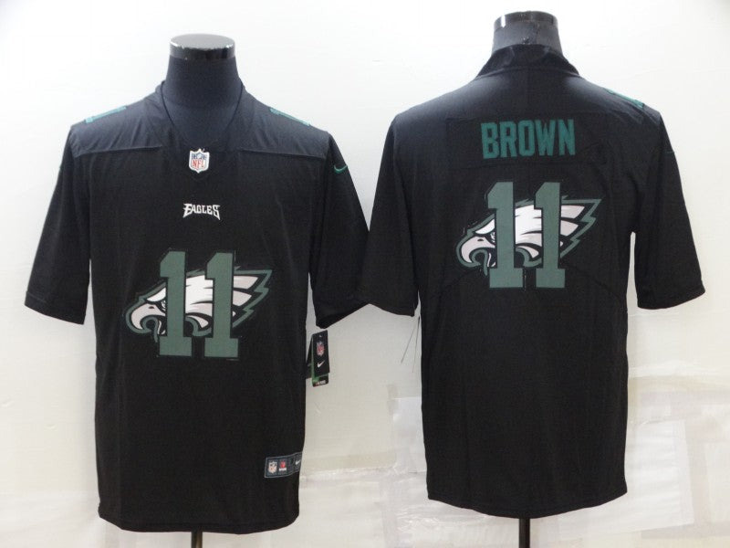 Men's Philadelphia Eagles #11 A.J. Brown Black Team Game Jersey1