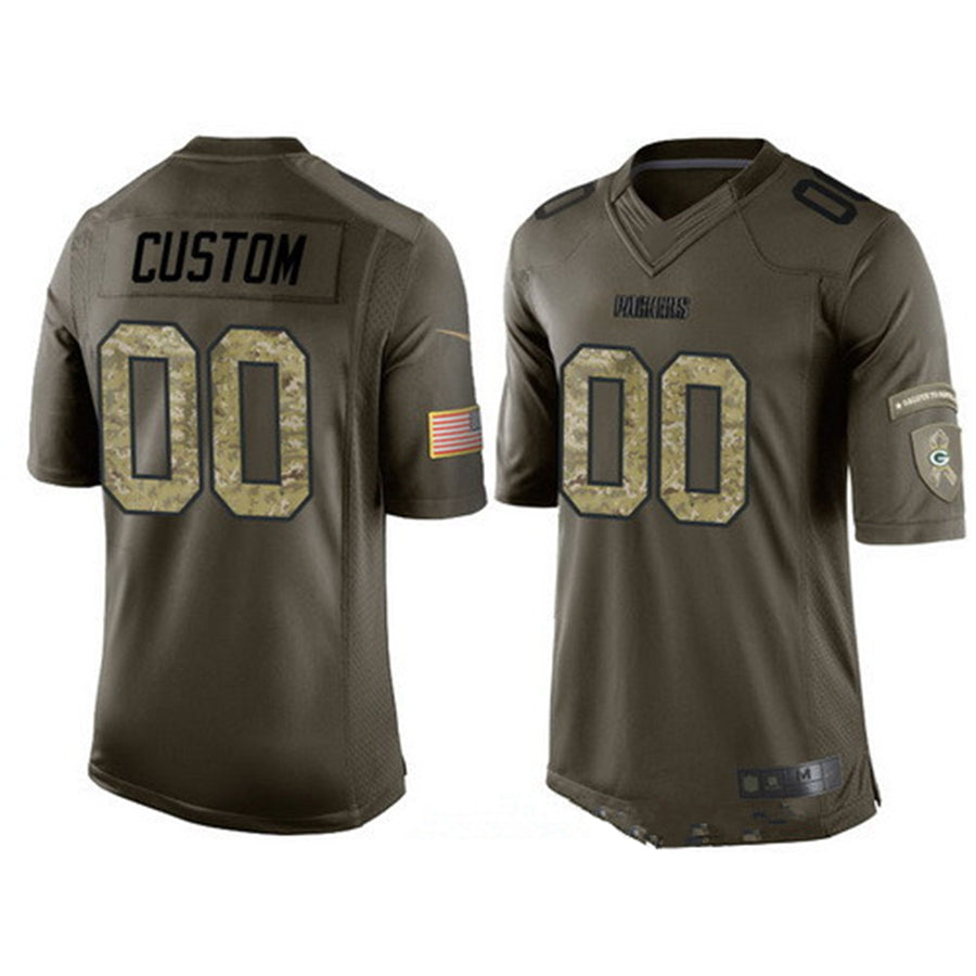 Custom1 Green Bay Packers Olive Camo Salute To Service Veterans Day Limited Jersey1 Stitched American Football Jerseys