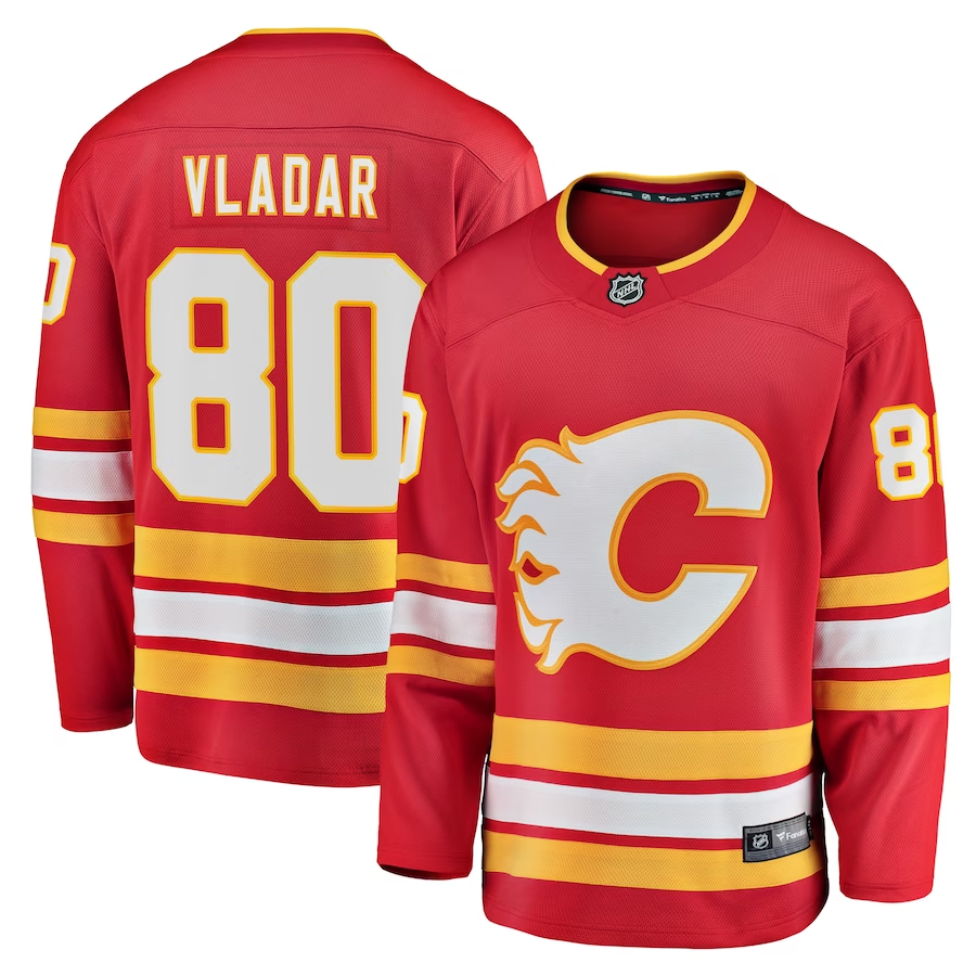 Men's Calgary Flames Daniel Vladar #80 Red Home Breakaway Player Jersey1
