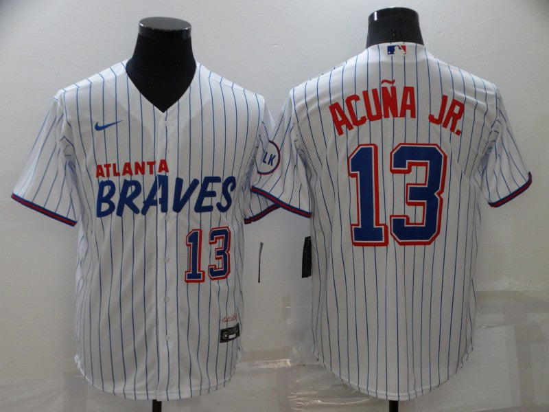 Men's Atlanta Braves Ronald Acuna Jr. #13 White Stitched jersey City Edition