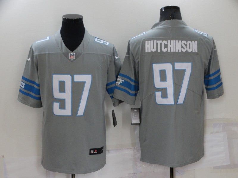 Men's Detroit Lions Aidan Hutchinson #97 Gray Game Jersey1