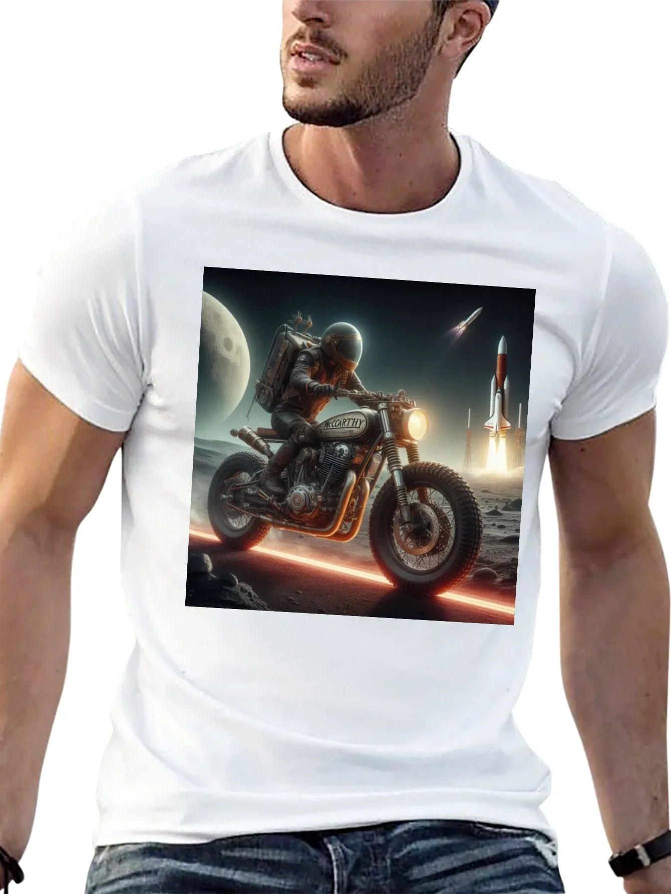 Sci-Fi Motorcycle Graphic T-Shirt