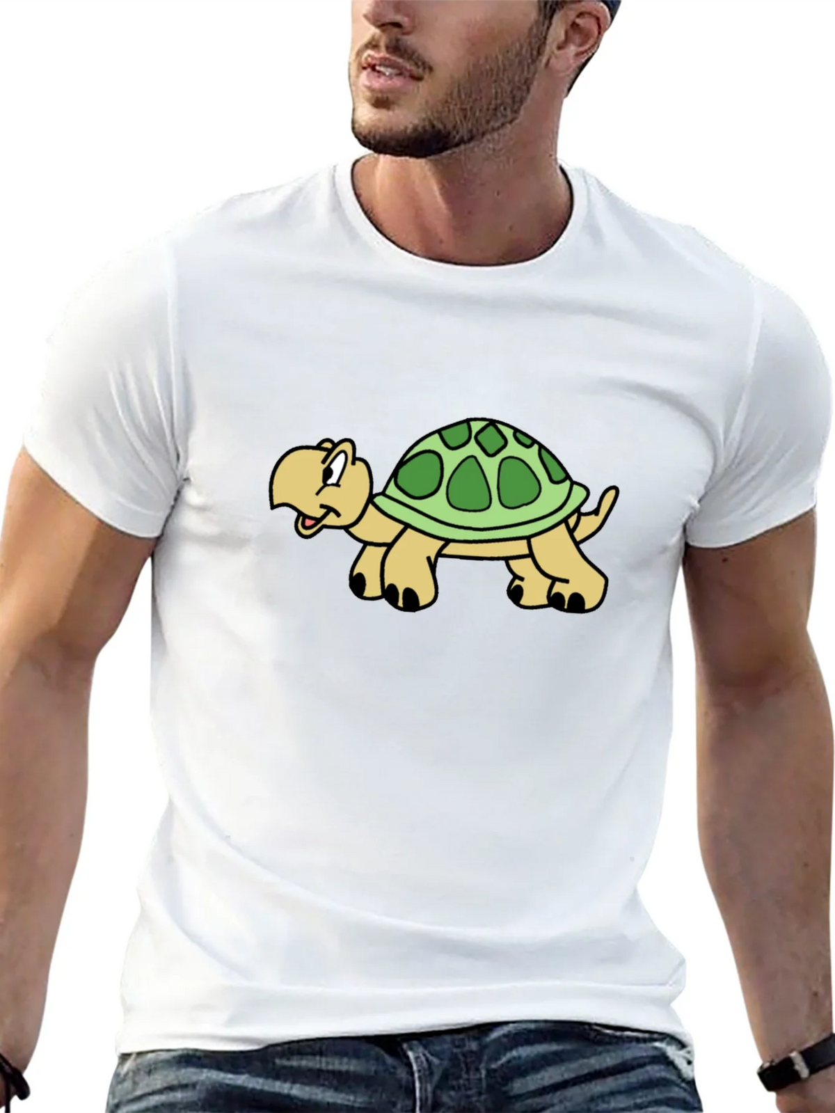 Cartoon Turtle Graphic Black T-Shirt