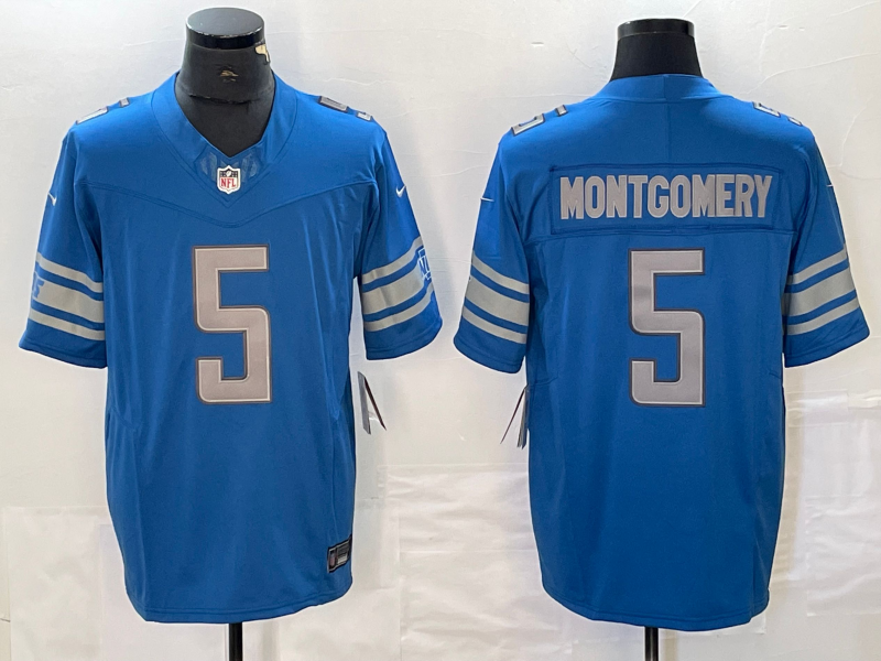 Men's Detroit Lions David Montgomery #5 Blue Game Player Jersey1